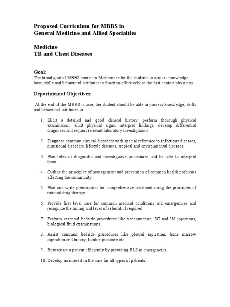 MBBS Curriculum: General Medicine Focus | PDF | Heart | Medical Ethics