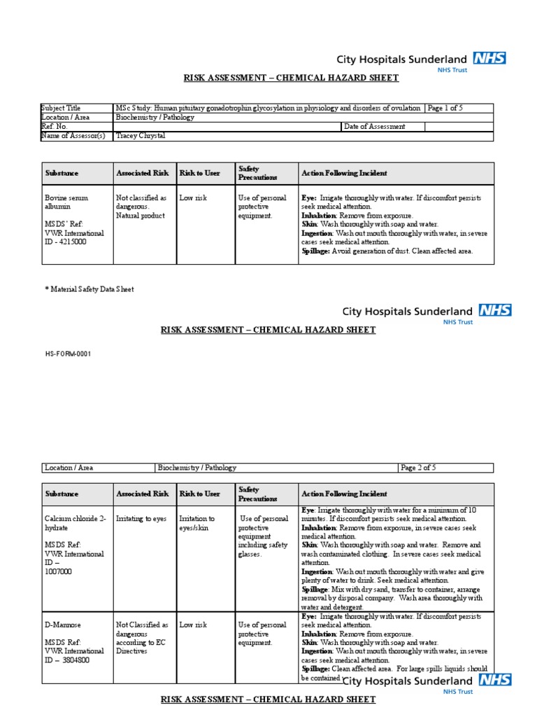 Risk Assessment CHEMICAL 1 | Toxicity | Risk Assessment ...