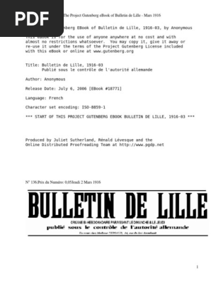 Bulletin De Lille 1916 03publie Sous Le Controle De L Autorite Allemande By Anonymous Pdf Cereale Nourritures