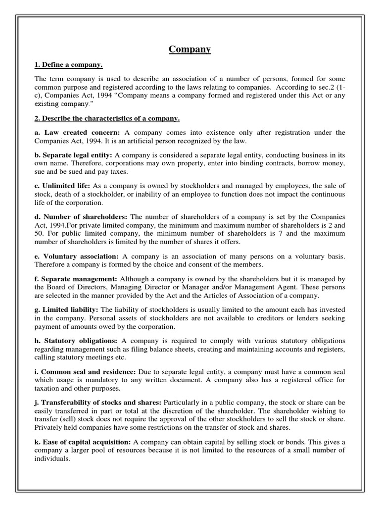 memorandum pdf contents association of & Answers Company Fundamental Questions Act,1994 memorandum pdf contents association of & Answers Company Fundamental Questions Act,1994