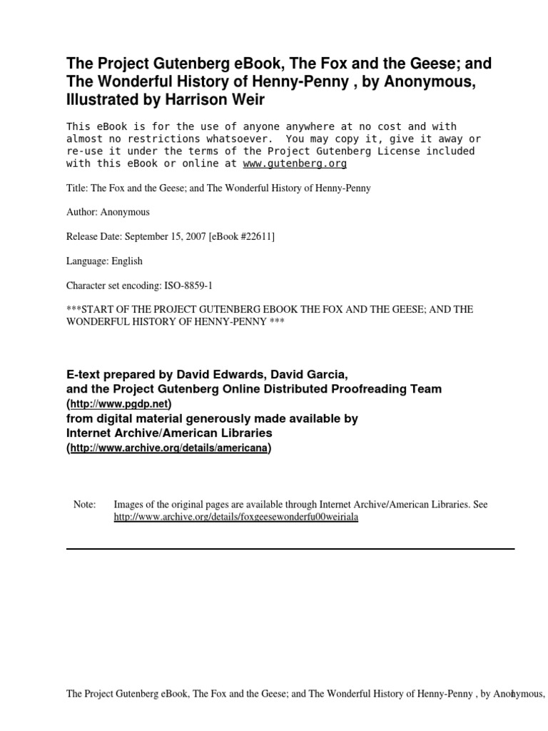 The Fox and The Geese and The Wonderful History of HennyPenny by