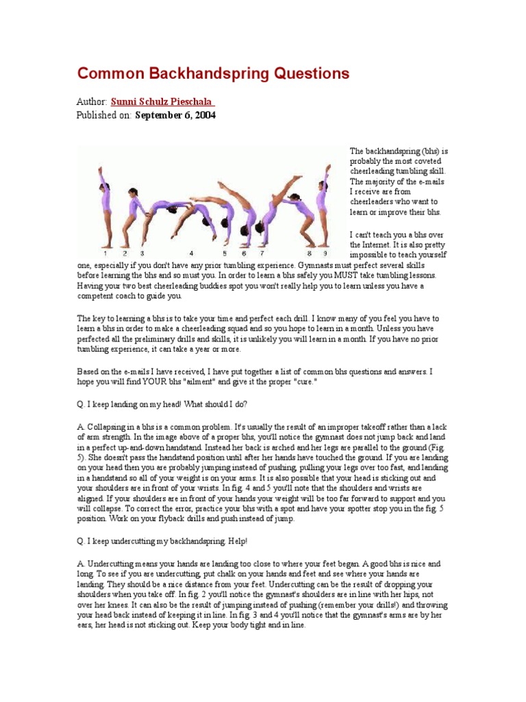 Mastering the Backhandspring Basics | PDF | Gymnastics | Cheerleading