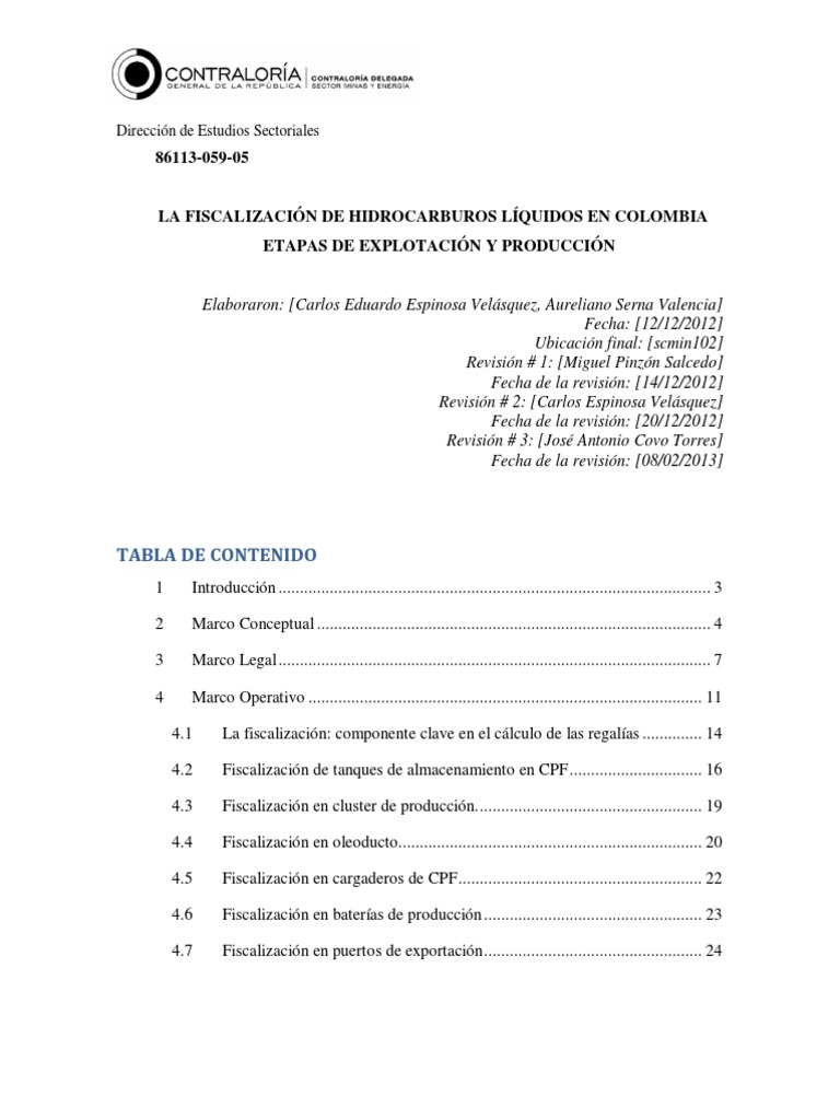 Fiscalización de Hidrocarburos en Colombia | PDF | Petróleo | Medición