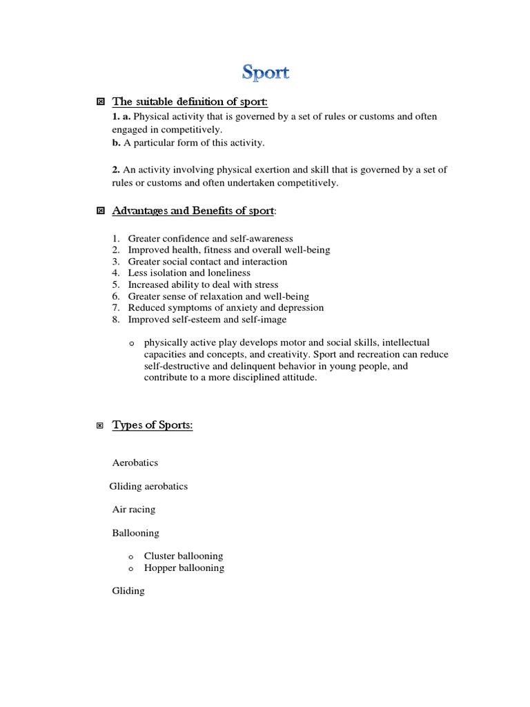 The Suitable Definition of Sport | PDF
