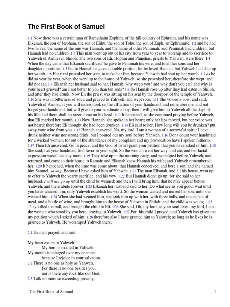 The World English Bible (WEB) : 1 Samuel by Anonymous | PDF | Books Of ...