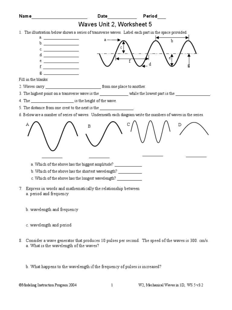 Wave Practice WKST | PDF | Waves | Frequency