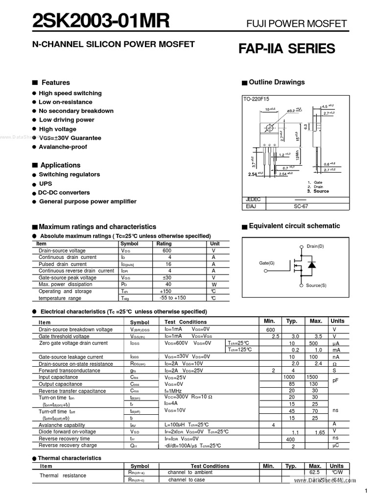 Data Sheet | PDF | Field Effect Transistor | Mosfet