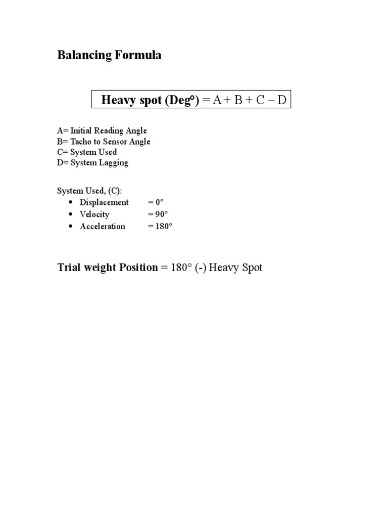 Trial Weight Calculation for Balancing | PDF