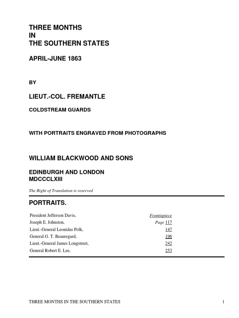 Three Months in The Southern States, April-June 1863 by Arthur J. L ...