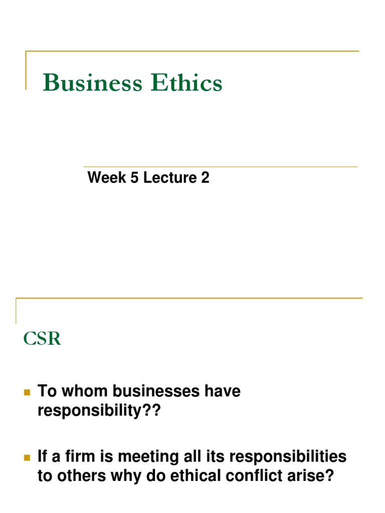 Understanding Business Ethics and CSR | PDF | Corporate Social ...