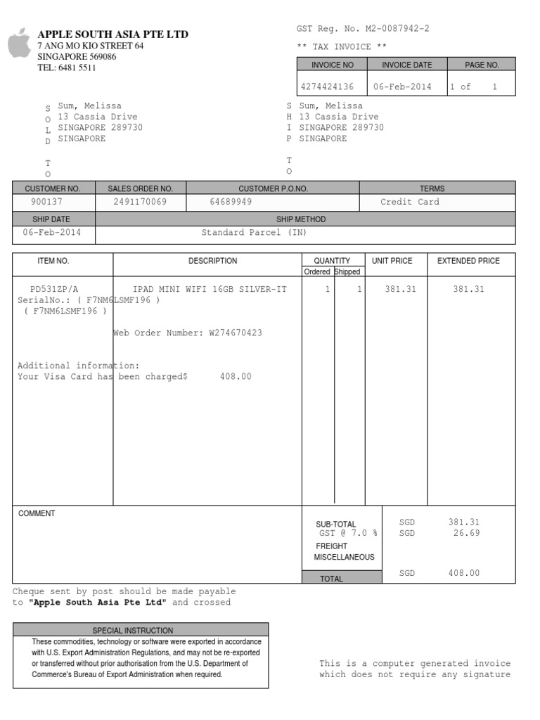 Ipad Receipt PDF Invoice Value Added Tax