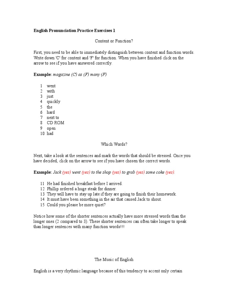 English Pronunciation Practice Exercises 1 | PDF | Semiotics | Linguistics