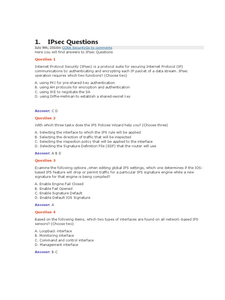 IPsec and IPS Policies Overview | PDF