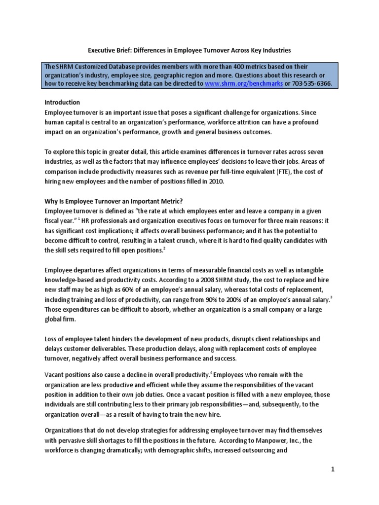 Assessing Employee Turnover Final Pdf Turnover Employment