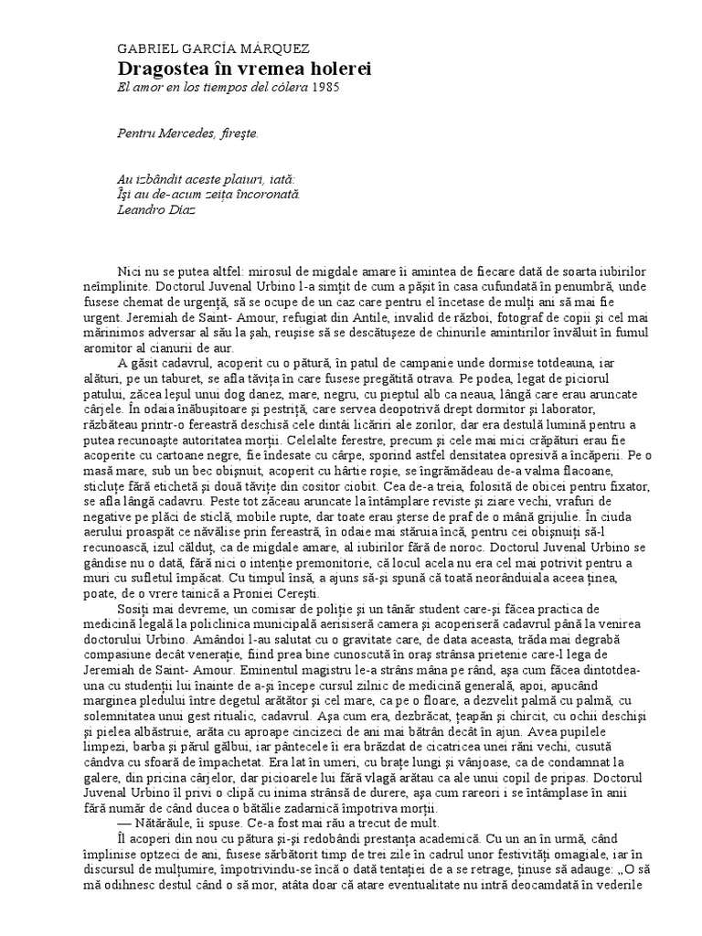 Dragostea in Vremea Holerei