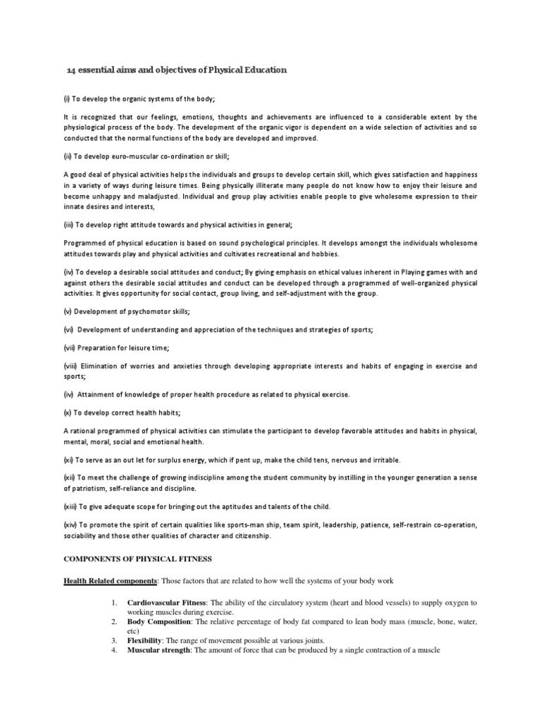 14 essential aims and objectives of physical education muscle 