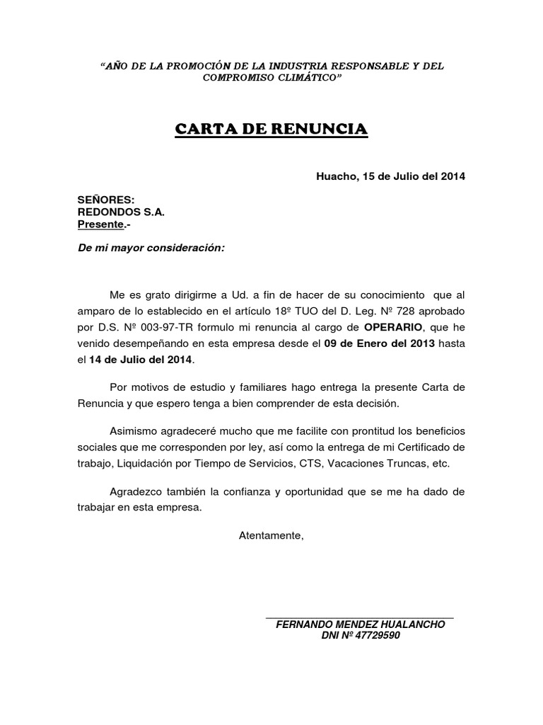 Carta de Renuncia Con Leyes111