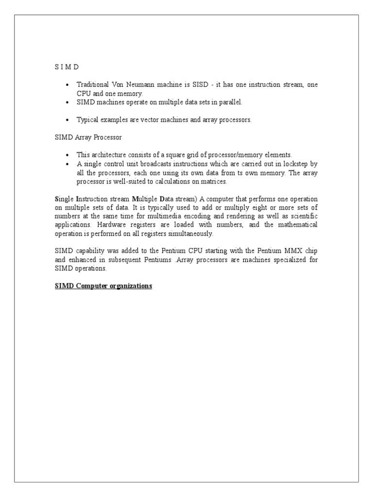 SIMD Computer Architecture Overview | PDF | Parallel Computing ...