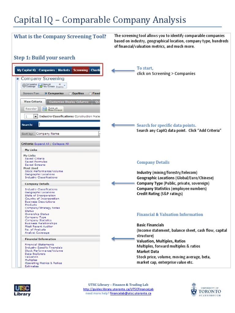 Capital IQ Comparable Company Analysis Guide | PDF | Business