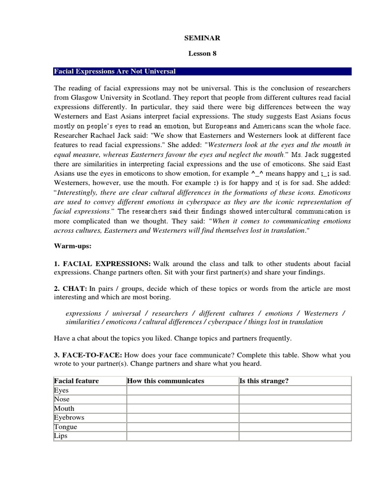 Facial Expressions Are Not Universal | PDF | Facial Expression | Cross ...