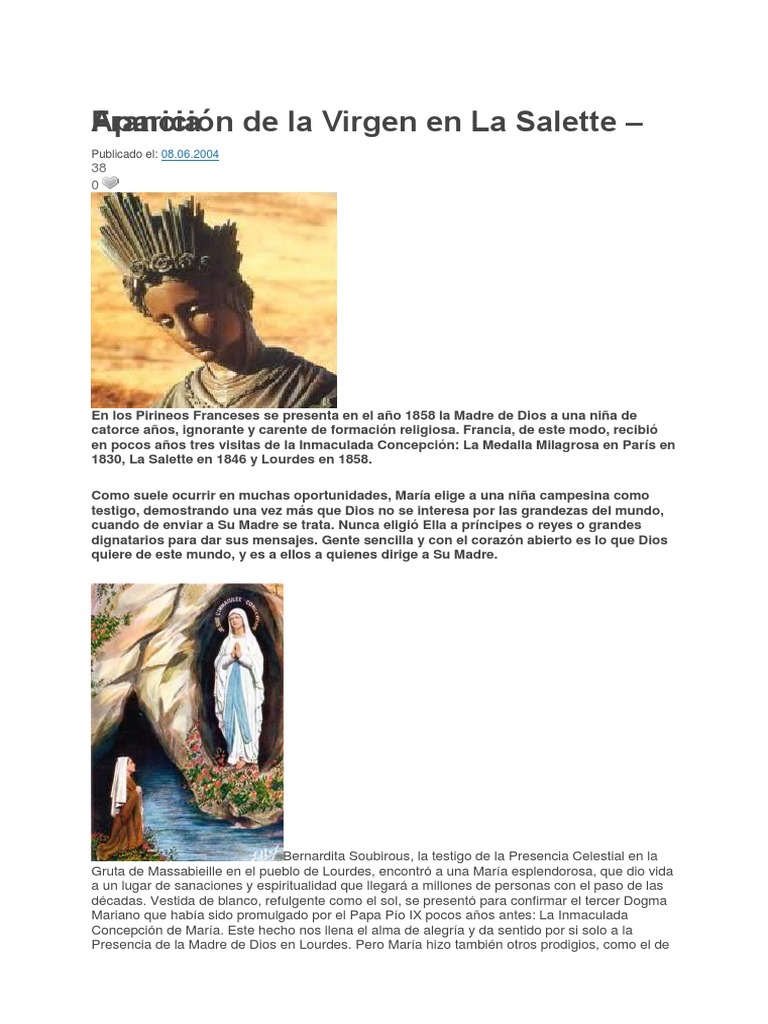 Aparición de La Virgen en La Salette PDF María, madre de Jesús