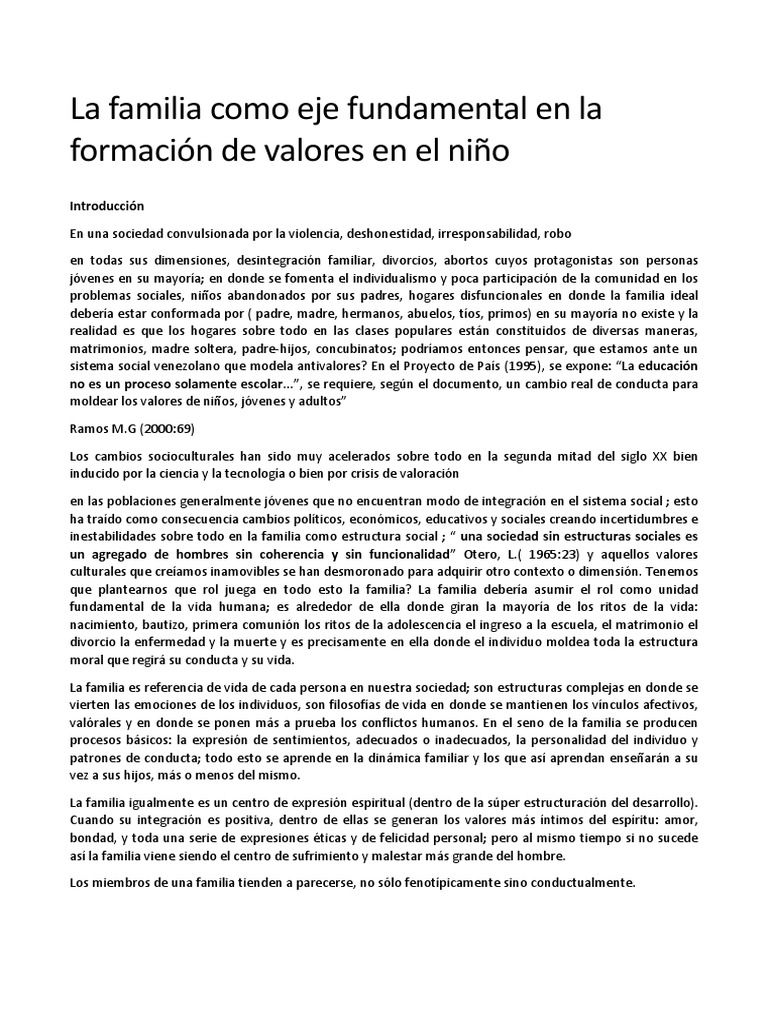 La familia y la formación de valores en niños | PDF | Familia | Hombre