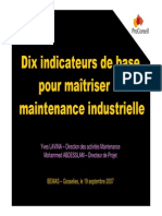Dix Indicateurs de Base Pour Maîtriser La Maintenance Industrielle - M. Yves LAVINA (ProConseil) - 19-09-2007