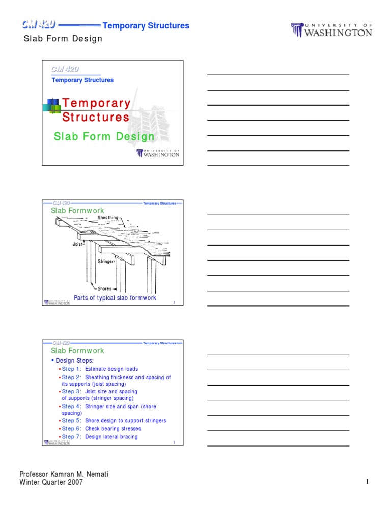 Slab Form Design for Temporary Structures | PDF | Engineering ...