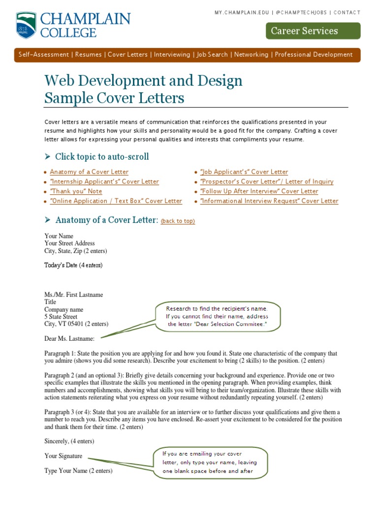 WEB Sample Cover Letters | PDF | Web Development | Scripting Language