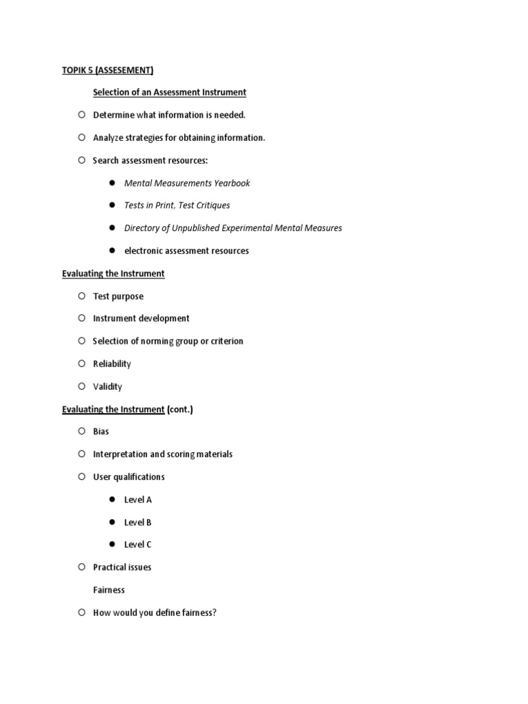 Assessment Instrument Selection Guide | PDF | Career & Growth | Business