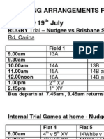 Sporting Arrangements For Week 1 Term 3