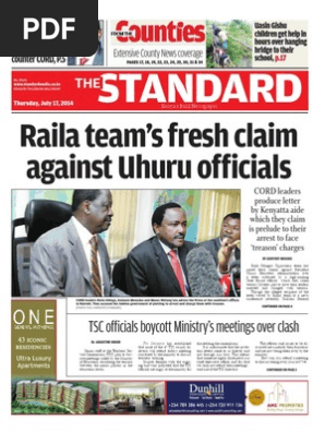 Standard Raila Team S Fresh Claim Against Uhuru Officials - 