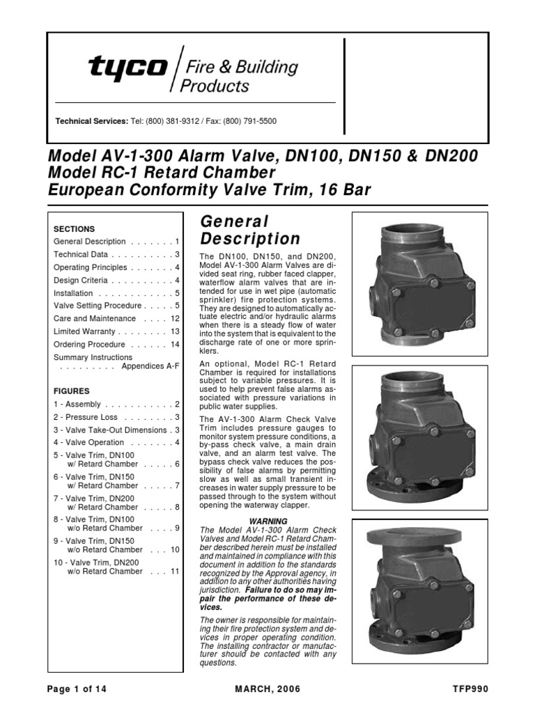 AV-1-300 Alarm Valve Overview | PDF | Fire Sprinkler System | Valve