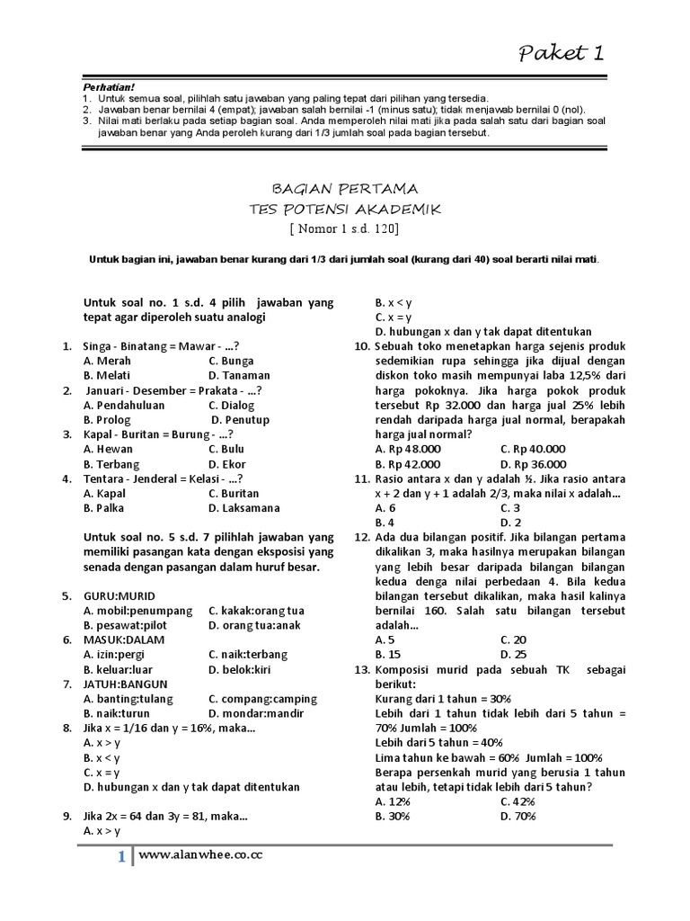  Latihan Soal STAN  paket 1