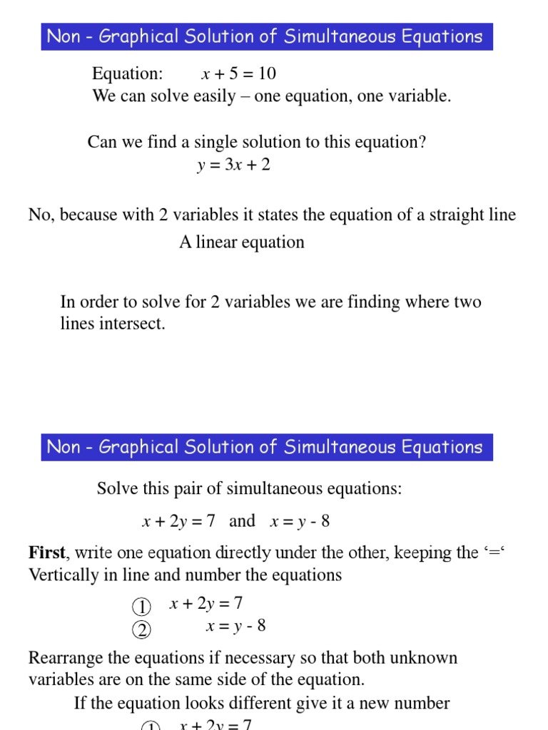 Non-Graphical Methods for Simultaneous Equations | PDF | Variable ...