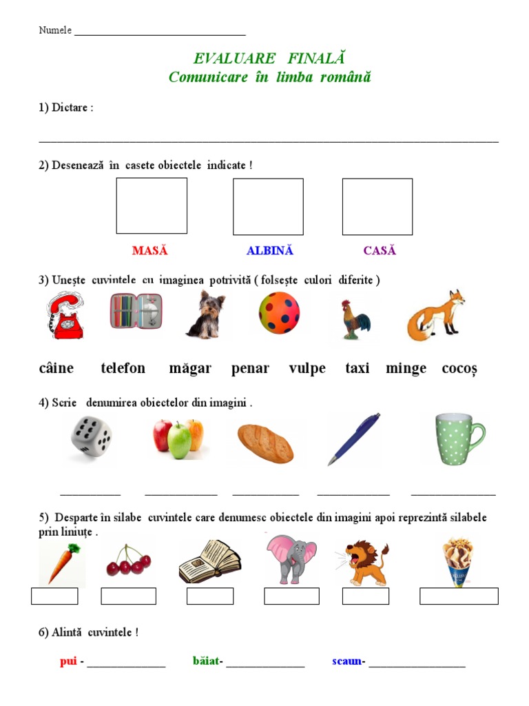 Test clasa pregatitoare