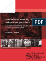 Preliminary Agenda: International Assembly of Independent Publishers Cape Town Meeting, South Africa 18-21 September 2014