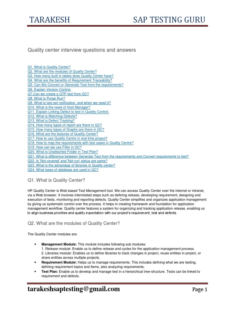 Quality Center Interview Q&A Guide | PDF | Oracle Database | Databases