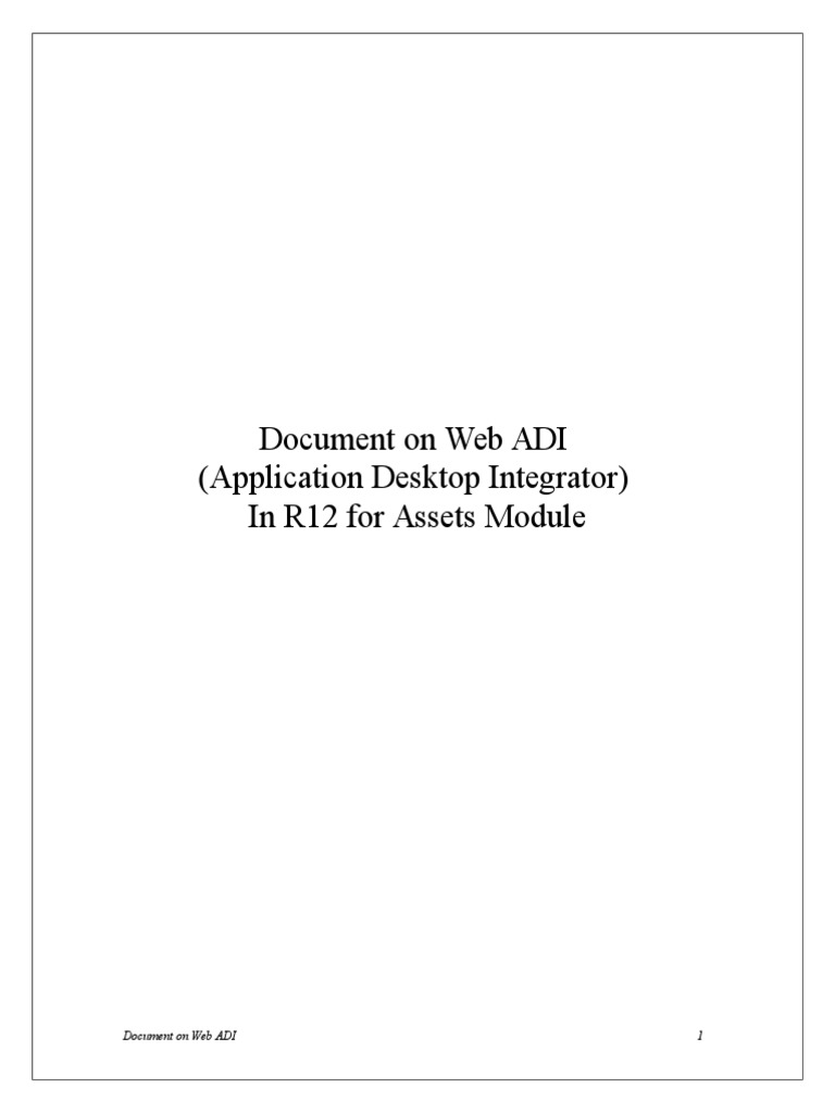 Web ADI Guide for Oracle Assets R12 | PDF | Areas Of Computer Science ...