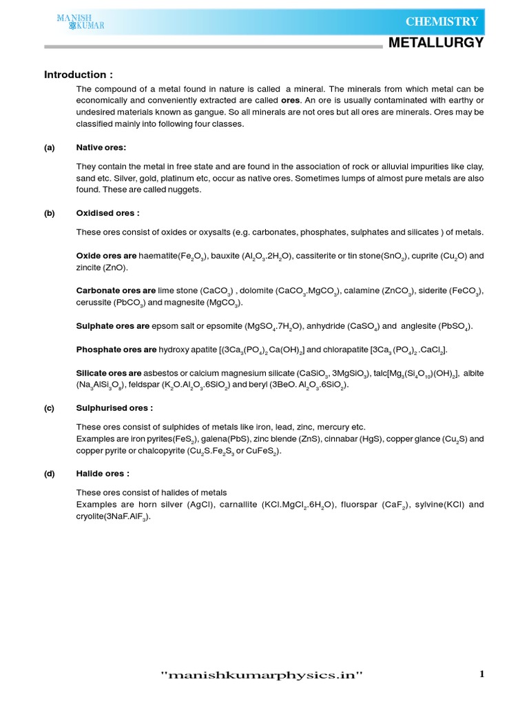 Metallurgy Theory E | PDF | Redox | Iron