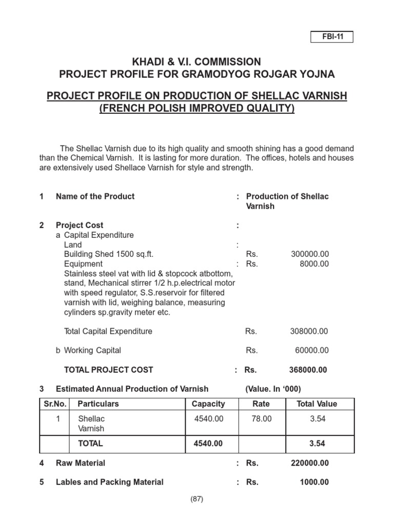 Shellac Varnish Production Project Profile | PDF