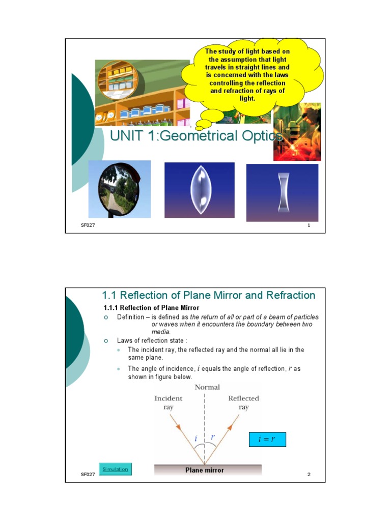 Geometrical Optic | PDF | Lens (Optics) | Wavelength