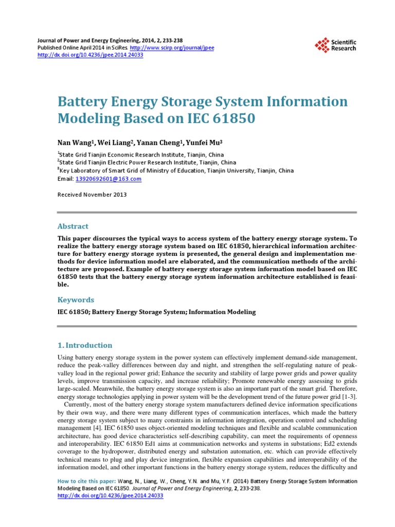 IEC 61850 for Battery Storage Systems | PDF | Energy Storage ...