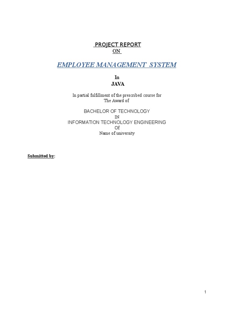 Employee Management System: Project Report ON | PDF | Inheritance ...