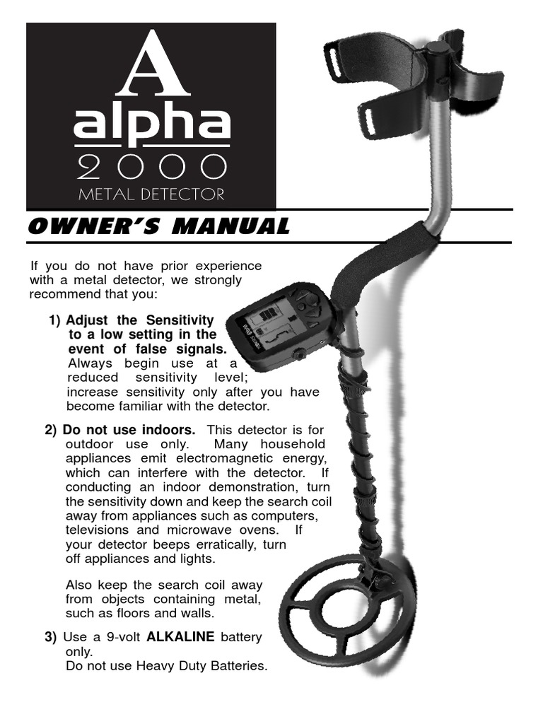 Owner'S Manual: 1) Adjust The Sensitivity To A Low Setting in The Event ...