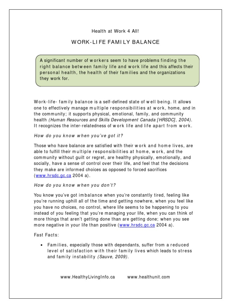 Work-Life Family Balance Insights | PDF | Work–Life Balance | Elderly Care