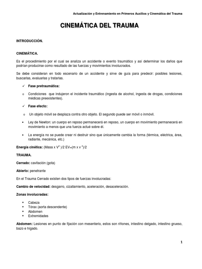 Cinemática del Trauma y Primeros Auxilios | PDF | Reanimación ...