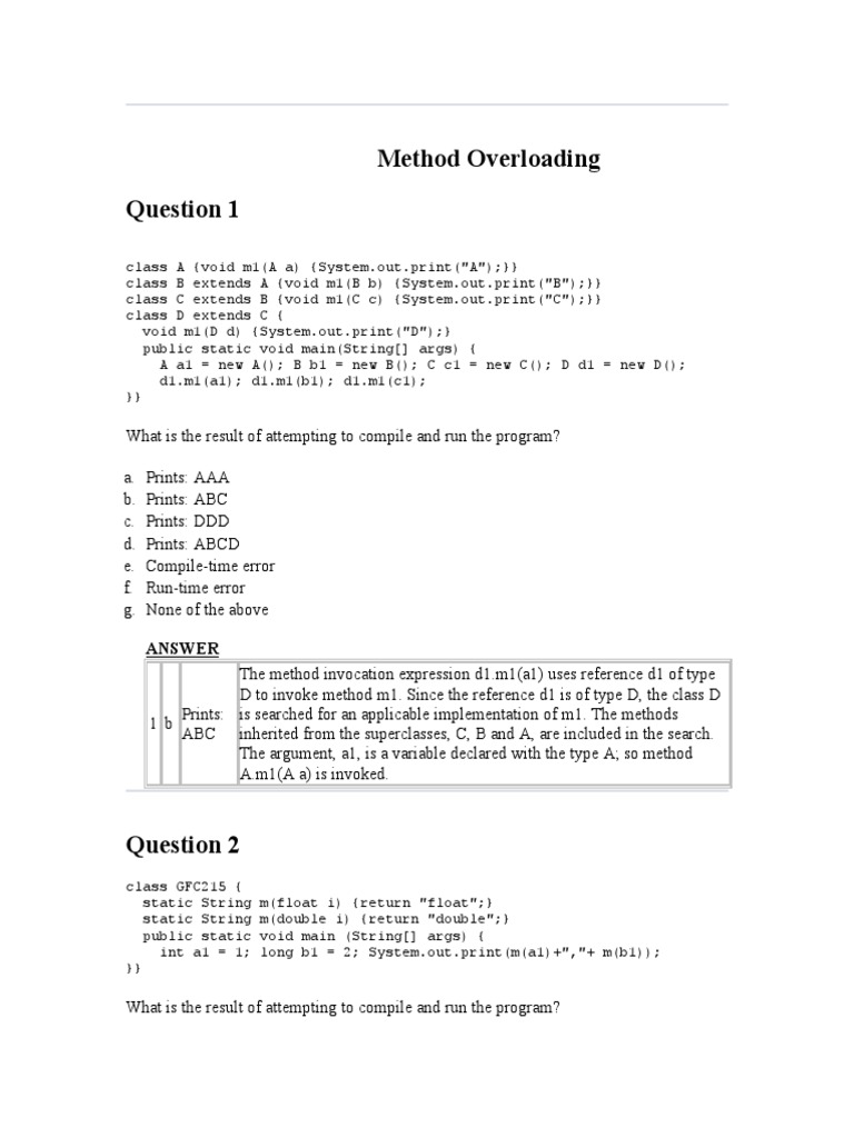 Method Overloading | PDF | Method (Computer Programming) | Class ...