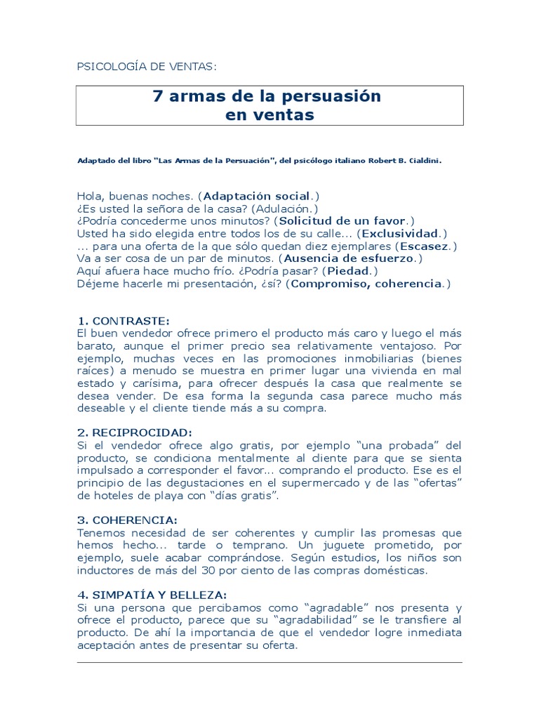 7 Armas de Persuasión en Ventas | PDF | Science | Ciencia filosófica