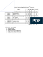 B.Tech. Mechanical Engineering, Third Year (6 Semester) : Sr. No. Course No. Subject L T P Hours Credits